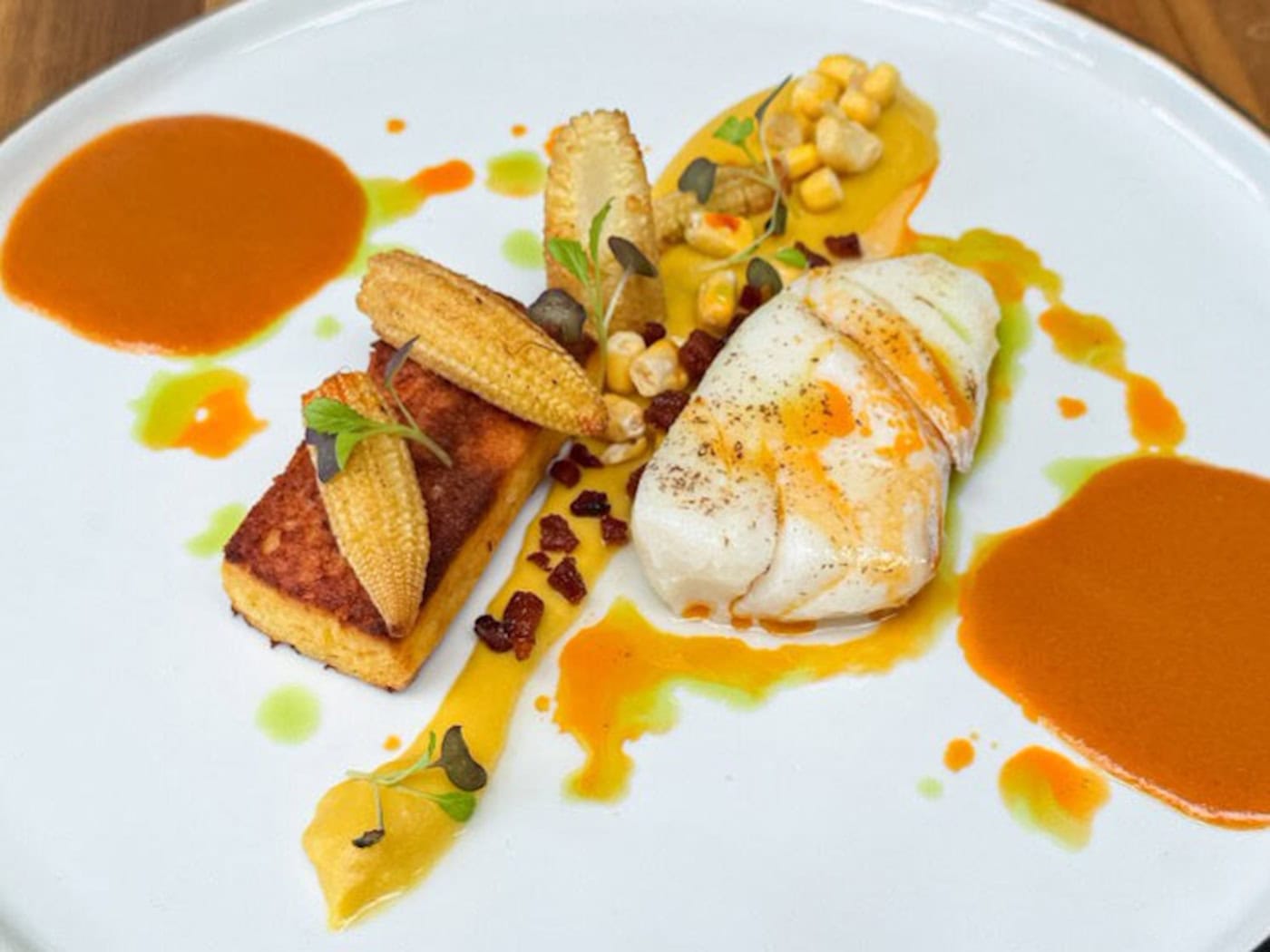 Intermediate course: Cod chorizo and corn chives (Image: Ulrich van Stipriaan)