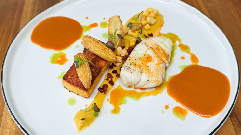 Intermediate course: Cod chorizo and corn chives (Image: Ulrich van Stipriaan)
