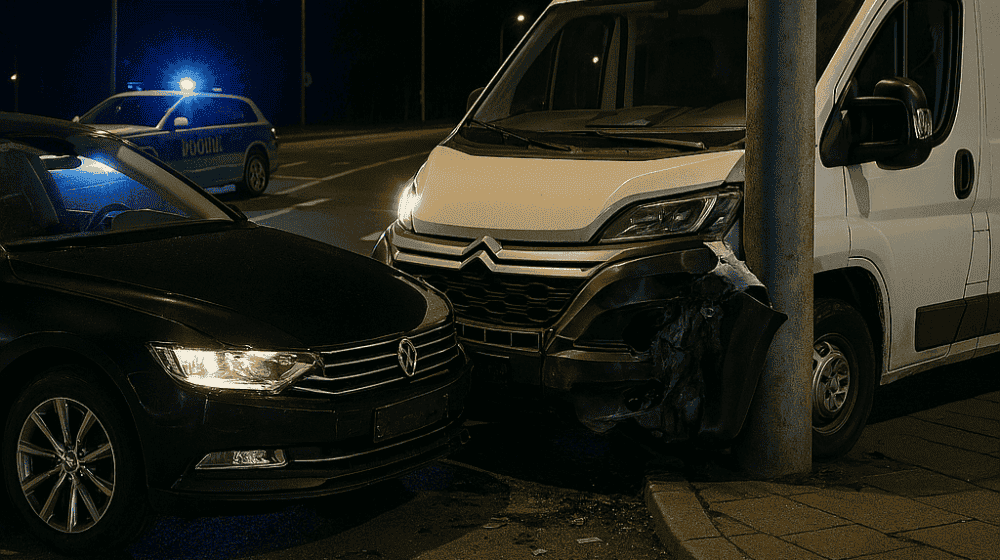 Ein Unfall zwischen einem VW und einem Citroen sorgte für eine lange Sperrung der Karcherallee am Mittwochmorgen. Symbolfoto: KI/copilot-microsoft