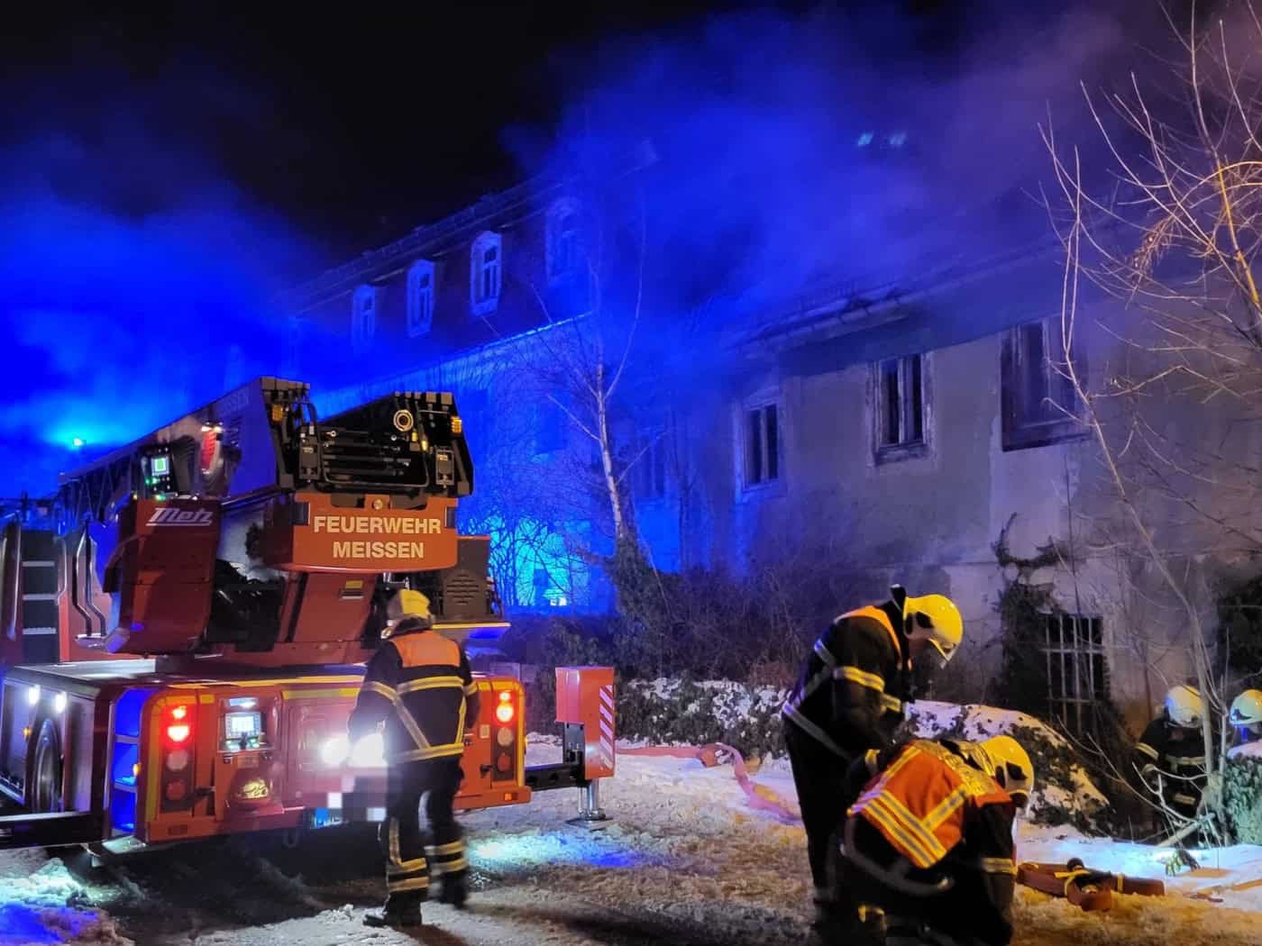 Das war schon Mitte Januar: Brand in der Fischergasse in Meißen. Foto: Feuerwehr Meißen