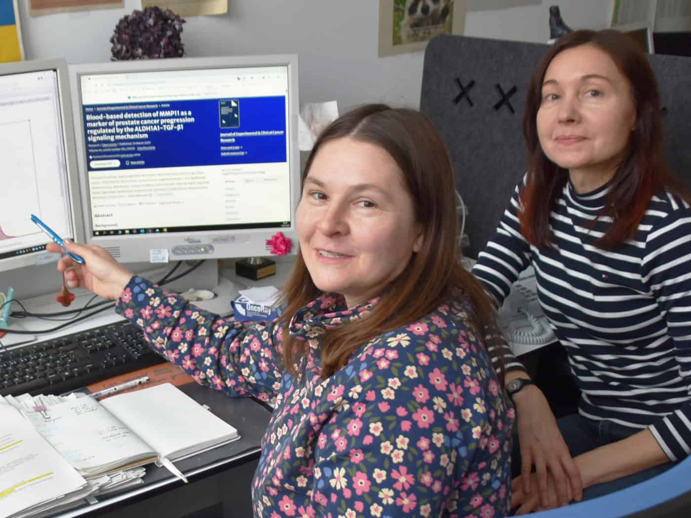 Gemeinsam auf der Suche nach dem entscheidenden Hinweis im Blut: Dr. Ielizaveta Gorodetska (links) und Prof. Anna Dubrovska (rechts) vom OncoRay Dresden.