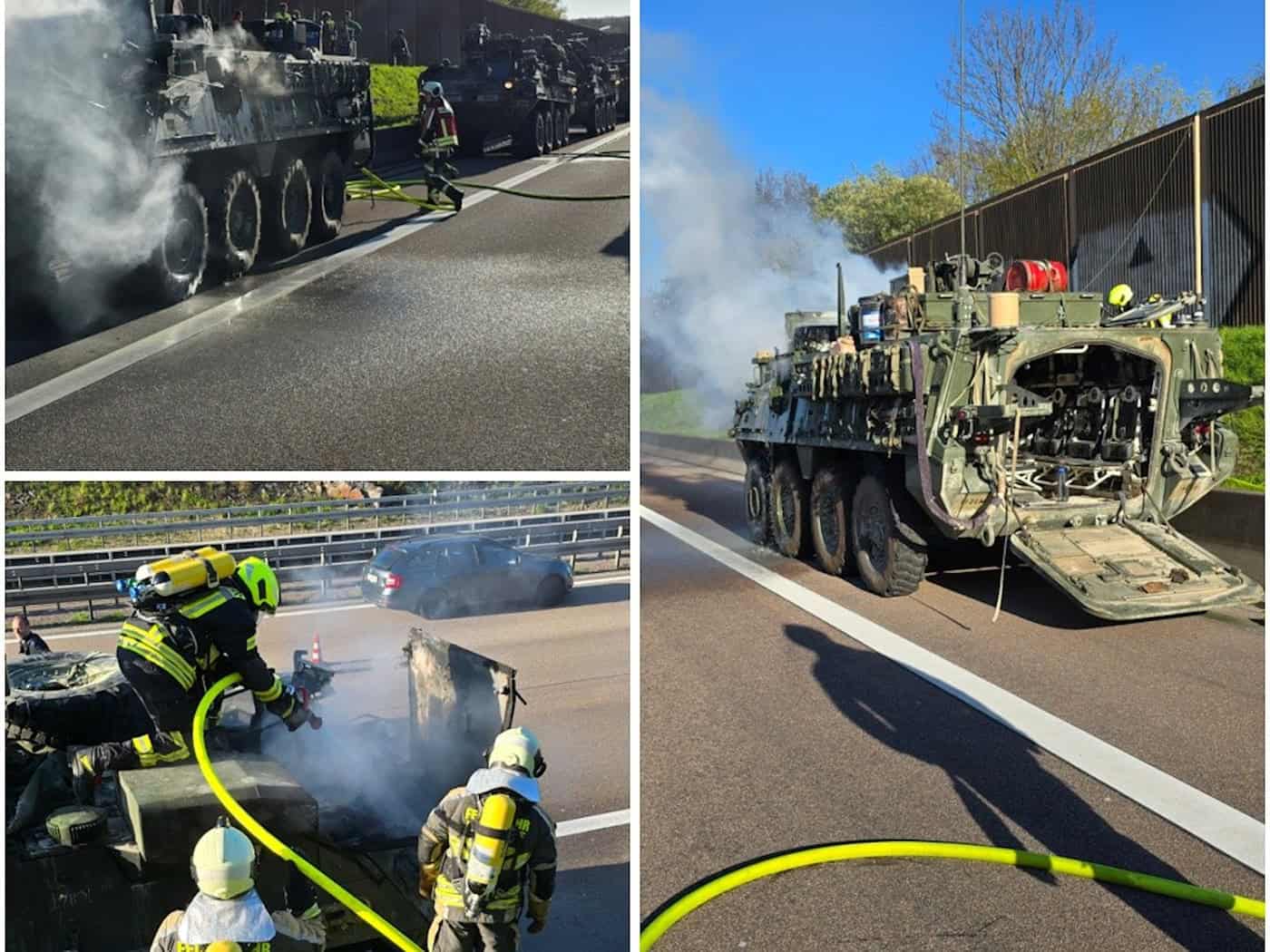 US-Militärfahrzeug brennt auf der A4 bei Klipphausen