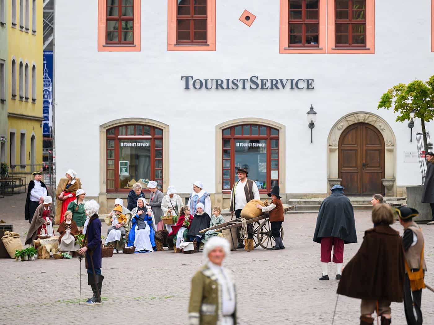 Canaletto-Marktplatz-Szene in Pirna wird lebendig