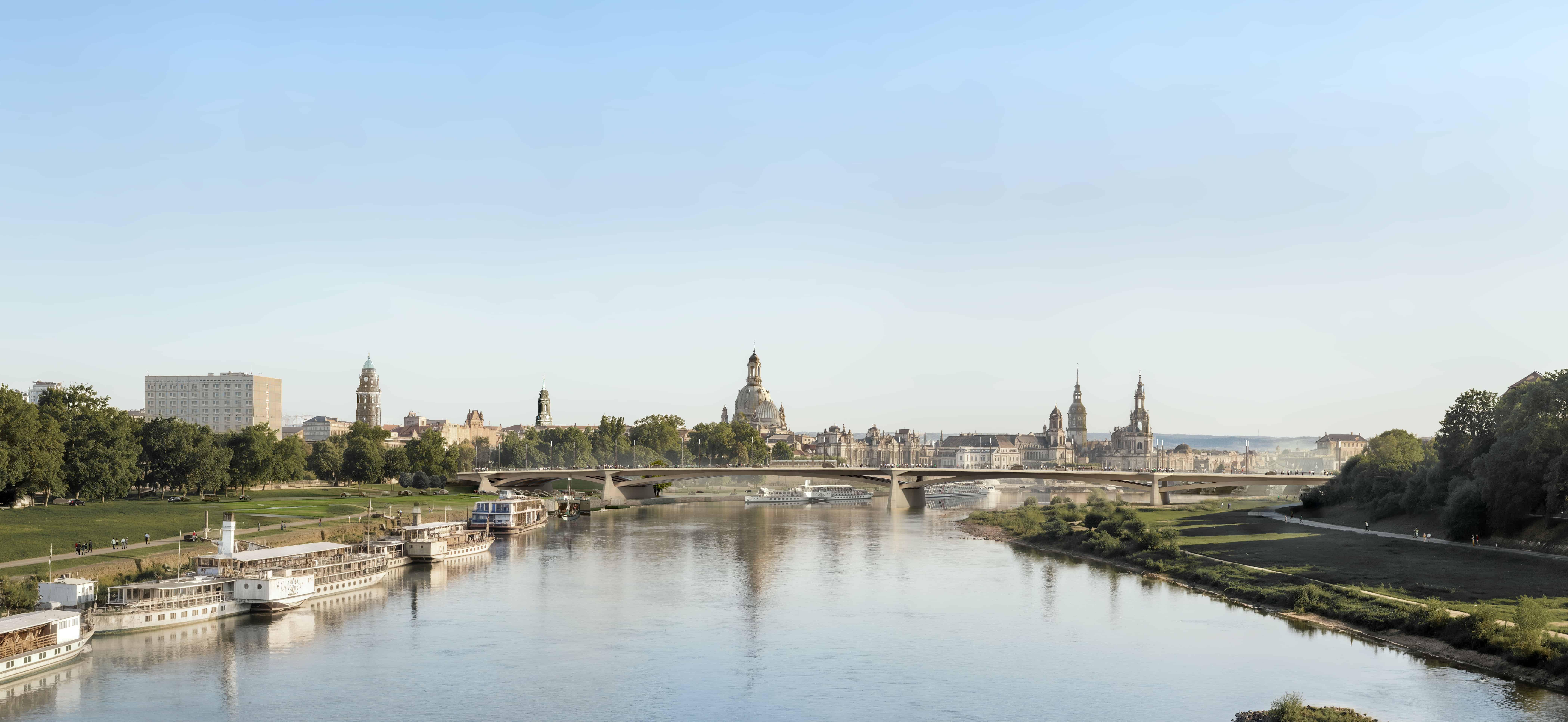 GRASSL-Entwurf Carolabrücke vom Albertbrücke gesehen