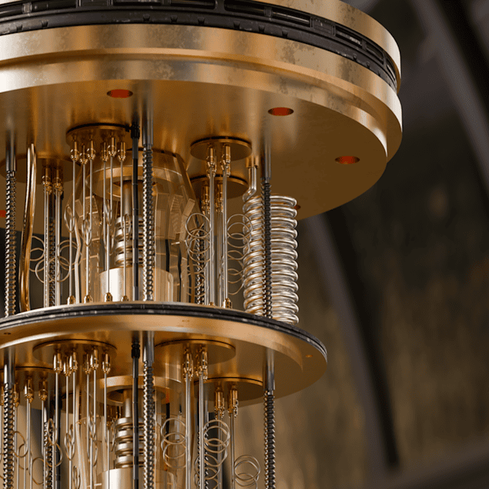 Das Kühlsystem eines Quantencomputers hält die Chips auf Temperatur. (Künstlerische Darstellung)