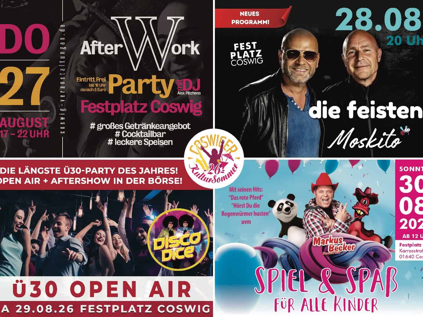  Freikartenverlosung: Coswiger Kultursommer mit vier Tage Programm:
