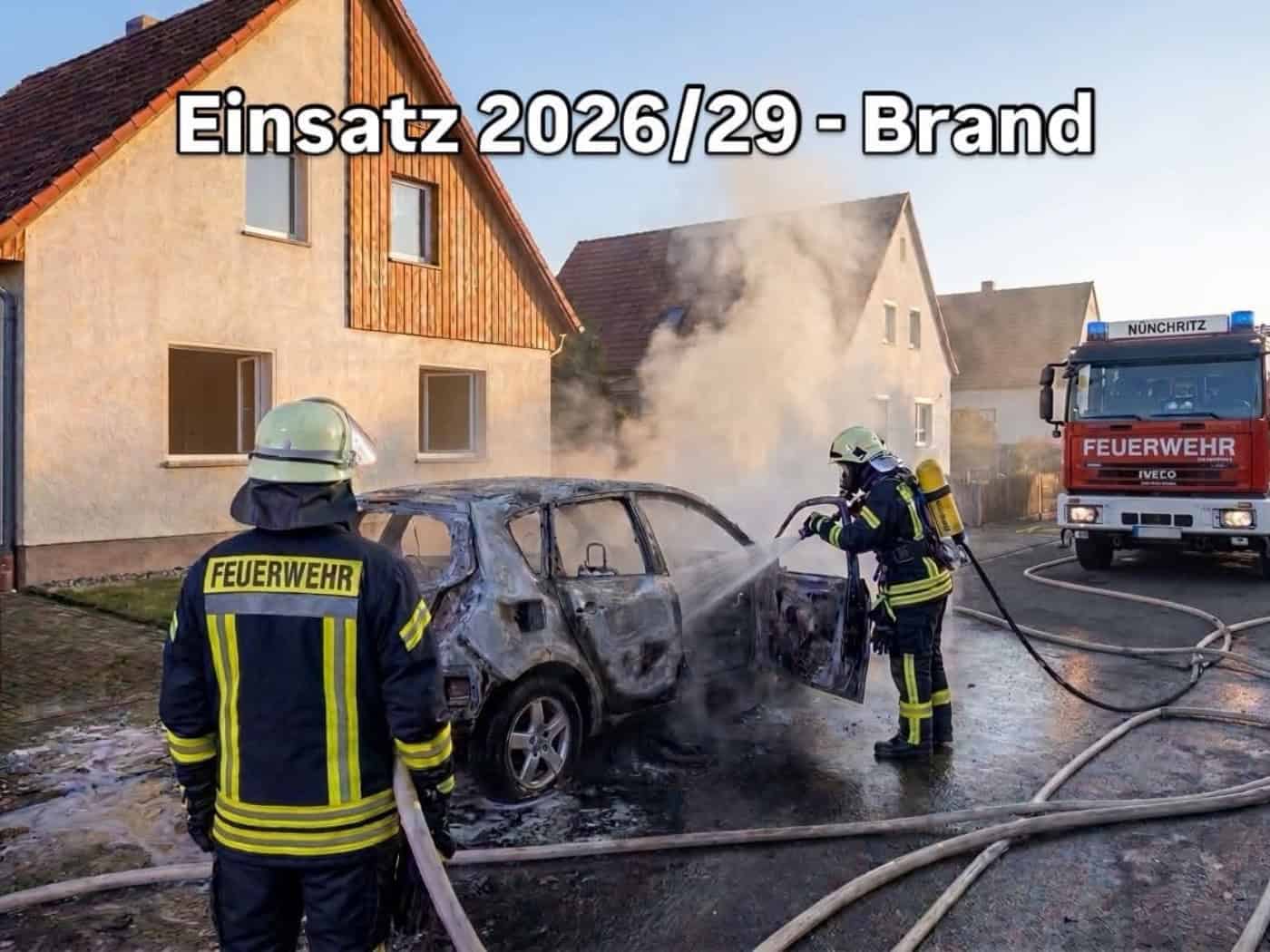 PKW in Merschwitz steht in Vollbrand