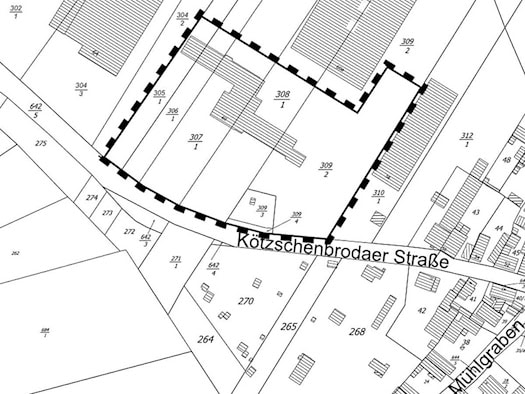 Flurkarte mit dem Geltungsbereich des Bebauungsplans Nr. 116 am Weißen Haus an der Kötzschenbrodaer Straße in Radebeul