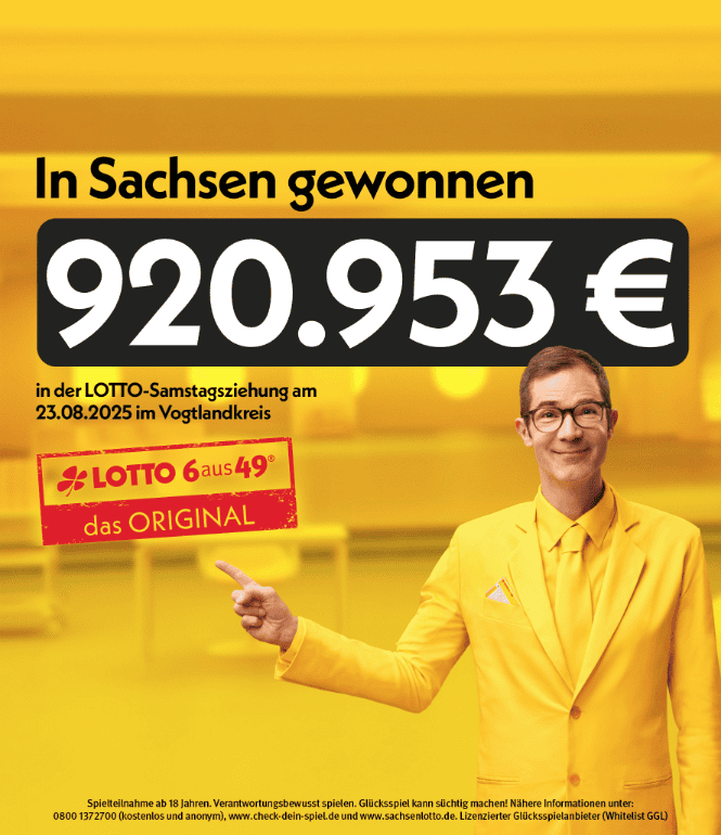 Sechs Richtige im Vogtlandkreis: 920.953 Euro bei LOTTO 6aus49 gewonnen