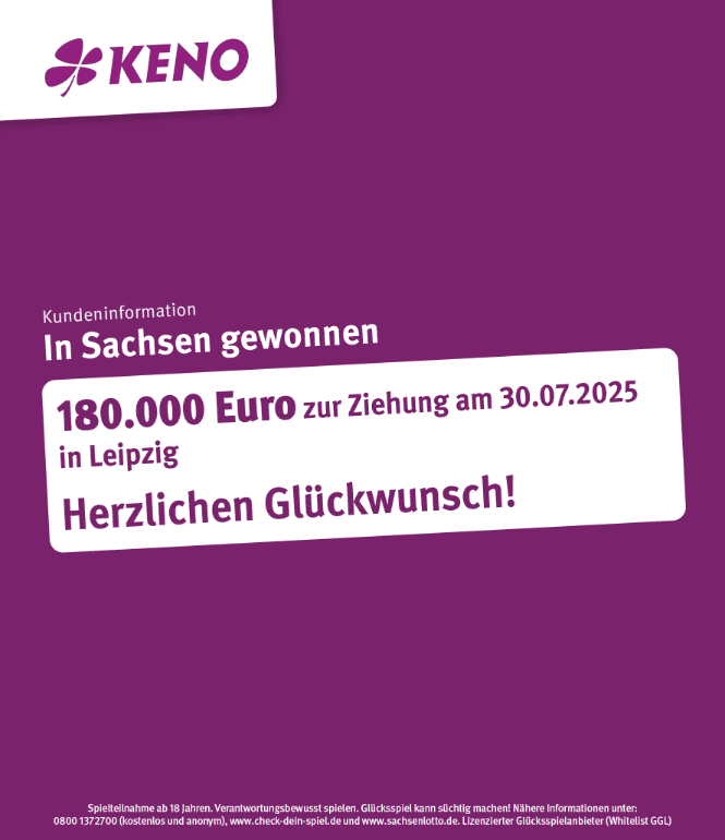 Foto zu Leipziger knackt KENO vierfach und gewinnt 180.000 €
