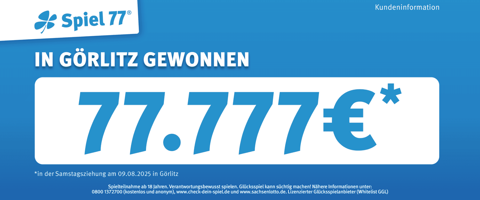 Foto zu Warmer Geldregen: Görlitz freut sich über 77.777 Euro bei Spiel 77
