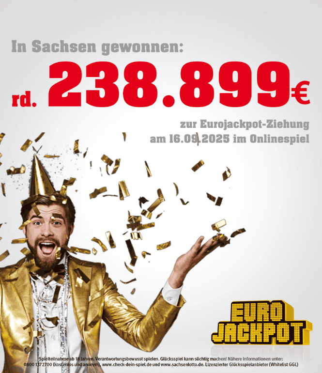 Treffer in Sachsen: Eurojackpot-Gewinn von 238.898 Euro 