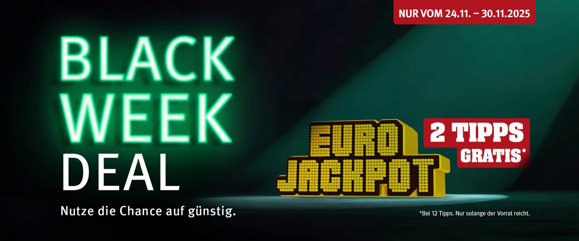Black Week Deal bei Sachsenlotto: 2 Eurojackpot-Tipps gratis vom 24.11. bis 30.11.2025