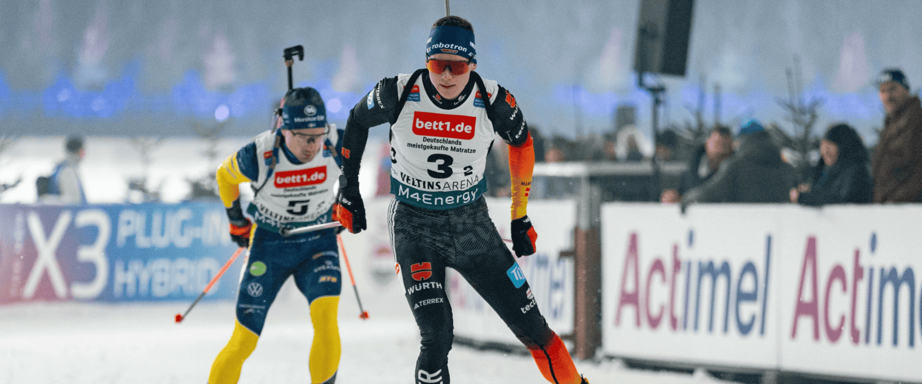 Justus Strelow (vorne) startet bei der „World Team Challenge“ auf Schalke mit Janina Hettich-Walz.