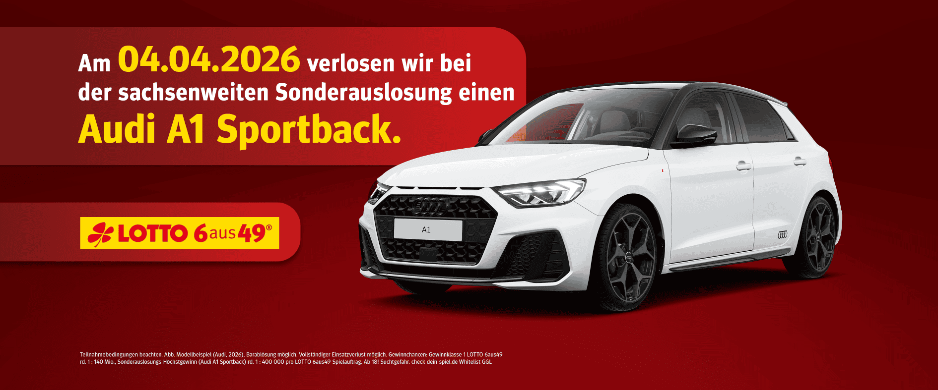 LOTTO Sonderauslosung Ostern am 04.04.2026 mit Audi A1 Sportback als Gewinn bei LOTTO 6aus49