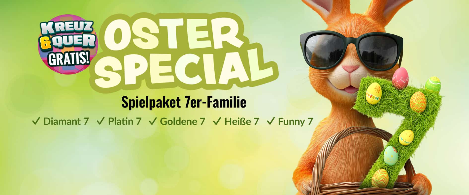 Oster Special Sachsenlotto Spielpakete 7er-Familie mit Hase und Gratis Kreuz & Quer Rubbellos