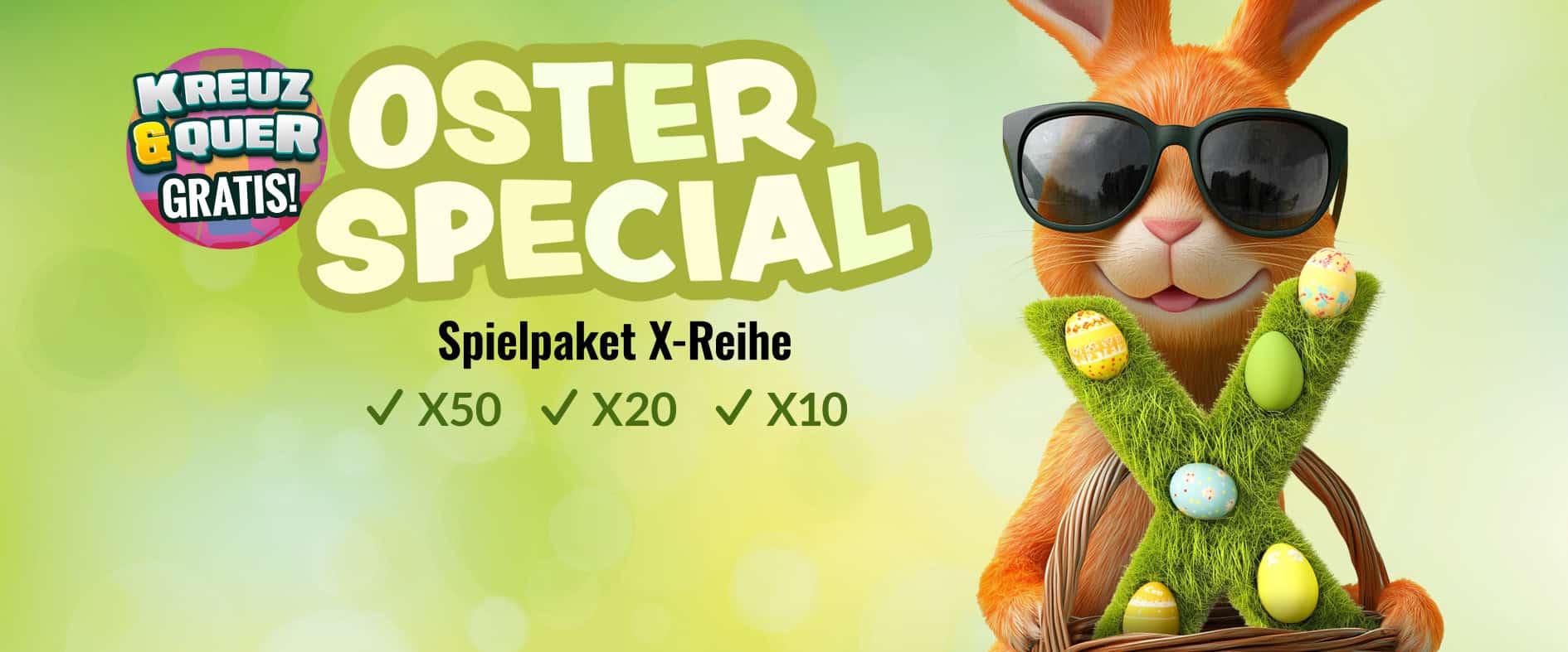 Oster Special Sachsenlotto Spielpakete 7er-Familie mit Hase und Gratis Kreuz & Quer Rubbellos