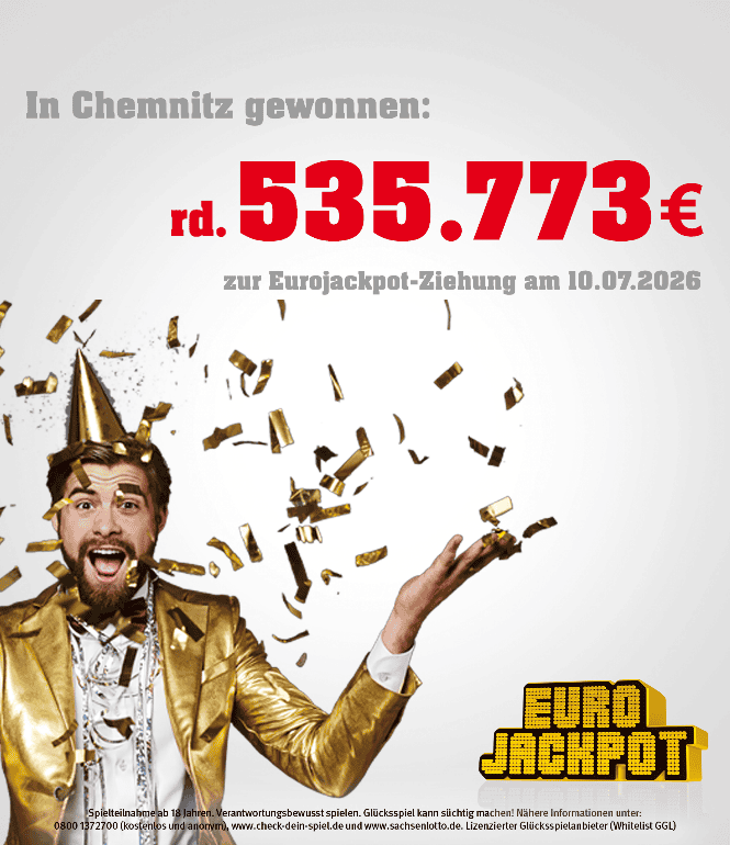 Gewinnergrafik Eurojackpot: 535.773 Euro in Chemnitz gewonnen – Ziehung vom 10.07.2026