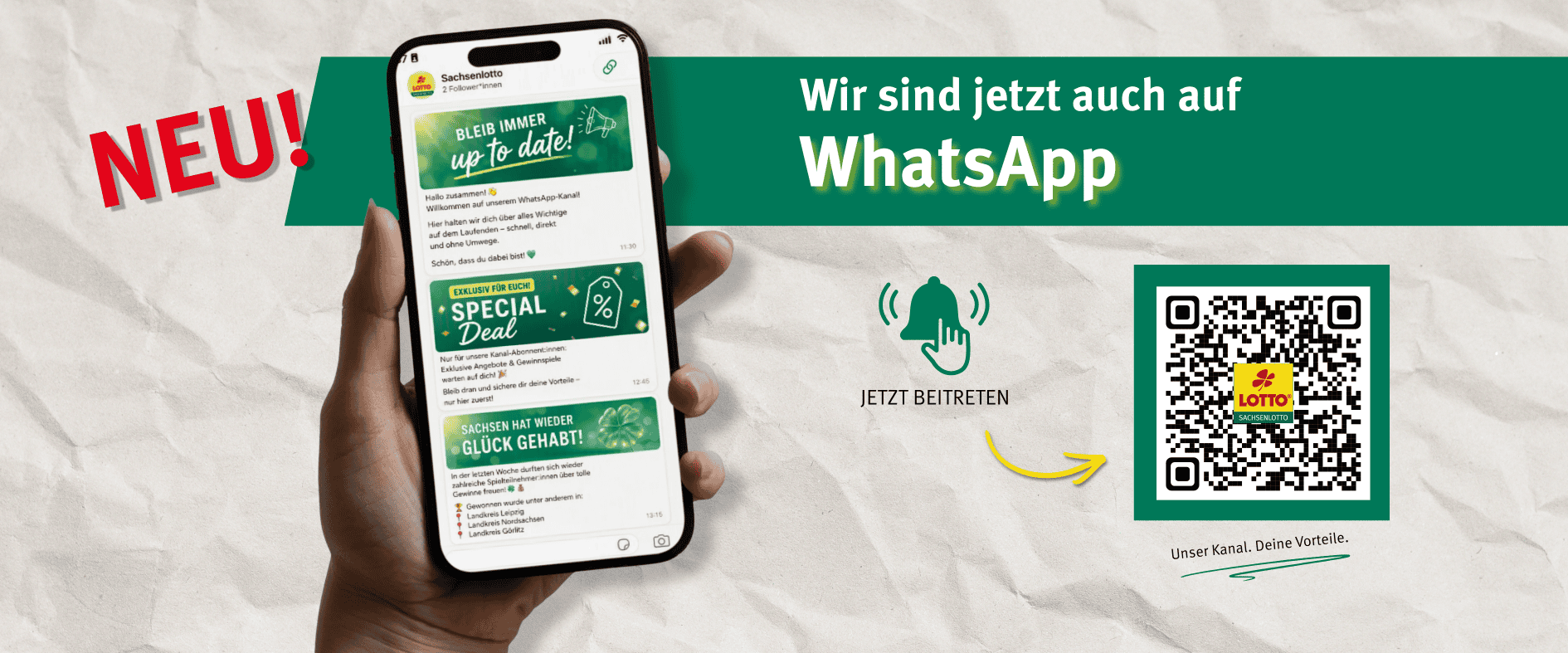 QR-Code Grafik Sachsenlotto WhatsApp-Kanal: Jetzt abonnieren und News, Aktionen, Einblicke sowie Mitmachformate direkt aufs Handy erhalten