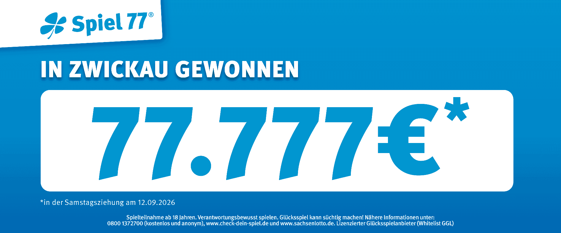 Spiel 77: Zwickauer gewinnt 77.777 Euro mit sechs richtigen Endziffern