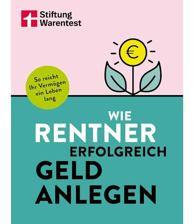 Buchcover „Wie Rentner erfolgreich Geld anlegen" von der Stiftung Warentest mit Illustration einer Pflanze mit Euro-Symbol