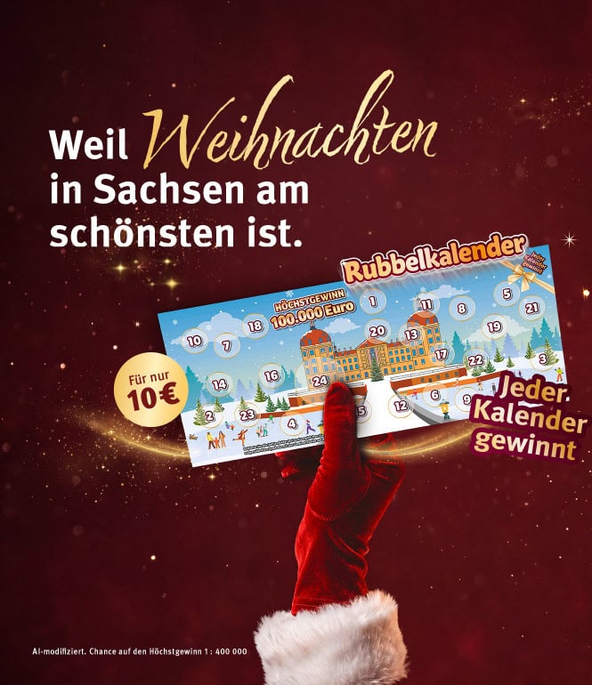 Sachsenlotto-Rubbelkalender mit Gewinnchance auf bis zu 100.000 Euro