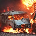 Mazda Fahrzeugbrand auf Autobahn A72