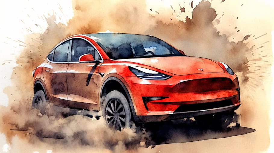 Tesla mit Totalschaden am Schkeuditzer Kreuz