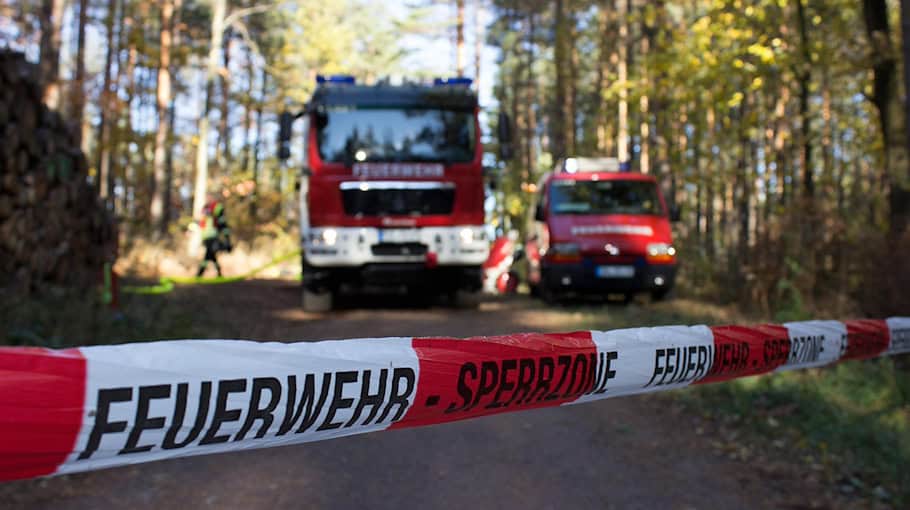 Waldbrand bei Plauen: Einsatzkräfte löschen Brand