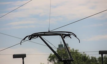 Oberleitung durch Lkw gerissen in Stangengrün