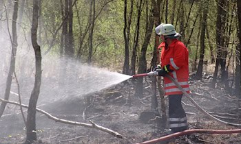 Wiese brennt am Eichenweg in Krauschwitz